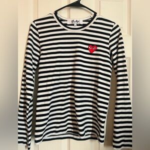 Comme des Garcons Play Black and White Striped Long Sleeve Tee